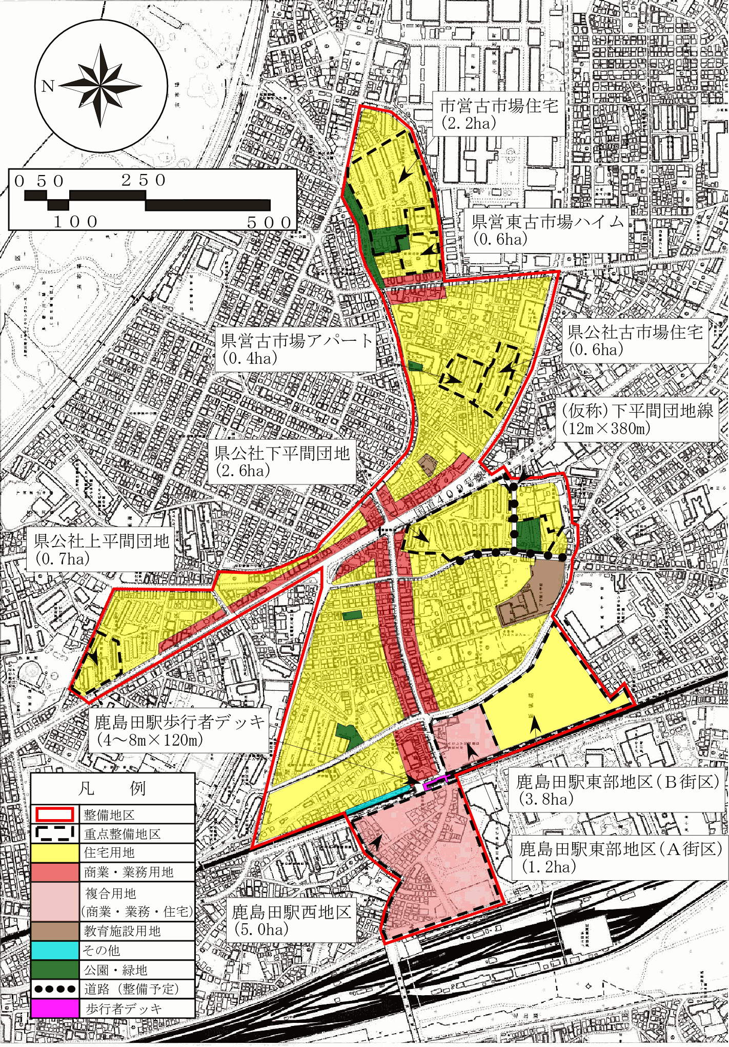川崎下平間周辺地区住宅市街地総合整備事業の区域図