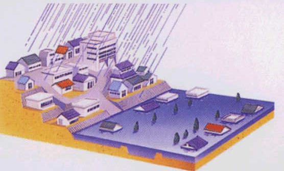 都市化による雨水流出の変化（開発後）