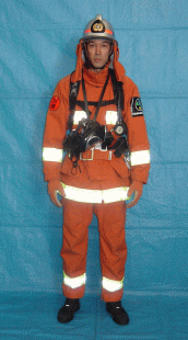 救助隊の防火服の画像