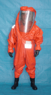 化学防護服の画像（オレンジ）
