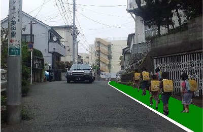 通学路上のカラー舗装(イメージ）
