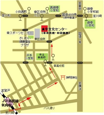 JR矢向駅からの案内図