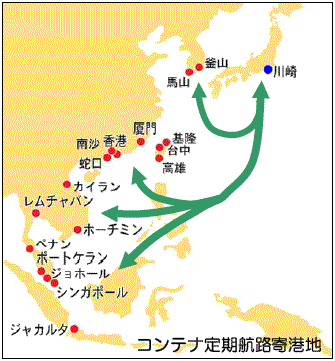 コンテナ定期航路寄港地