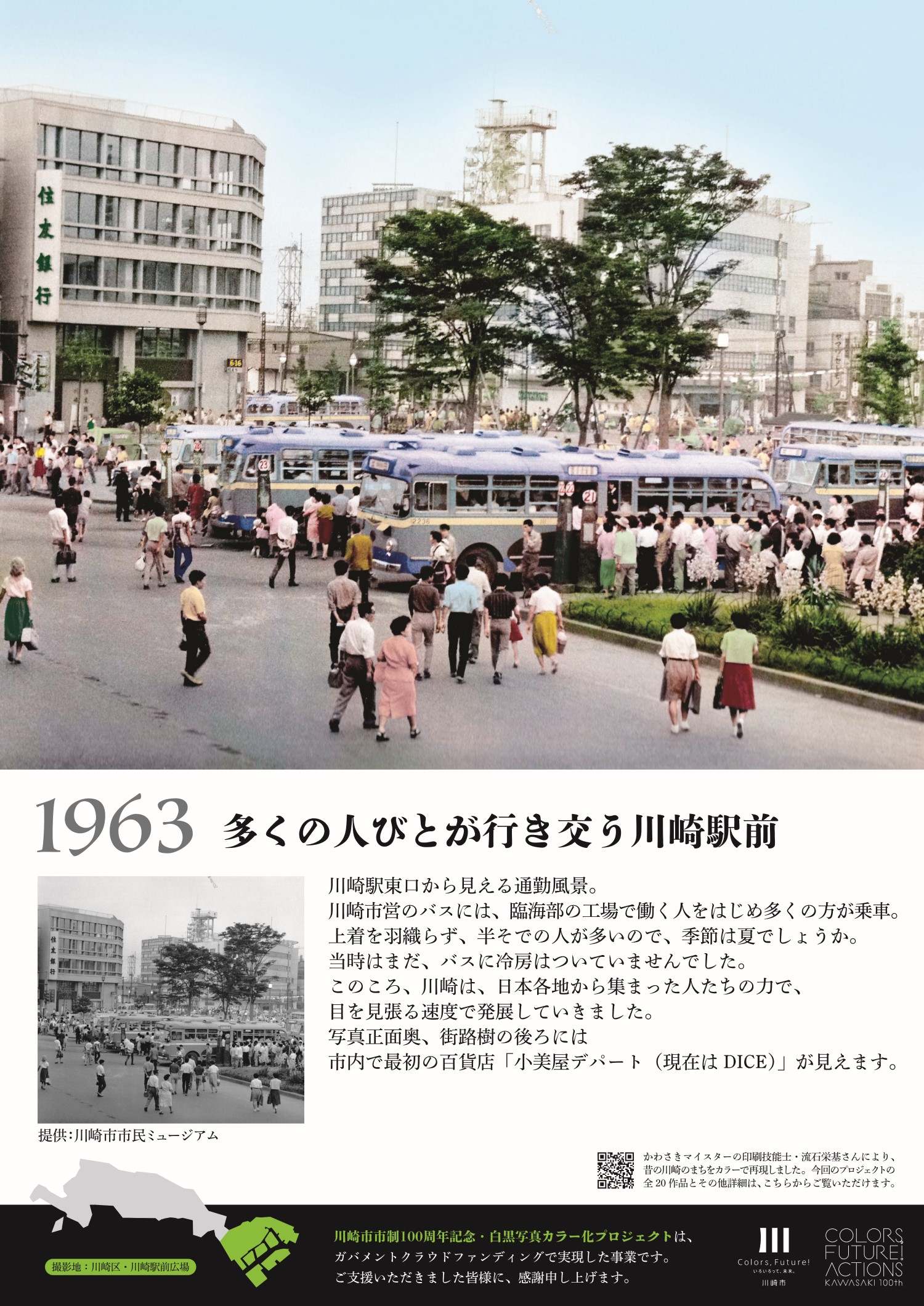 1963年川崎駅前の様子のパネル