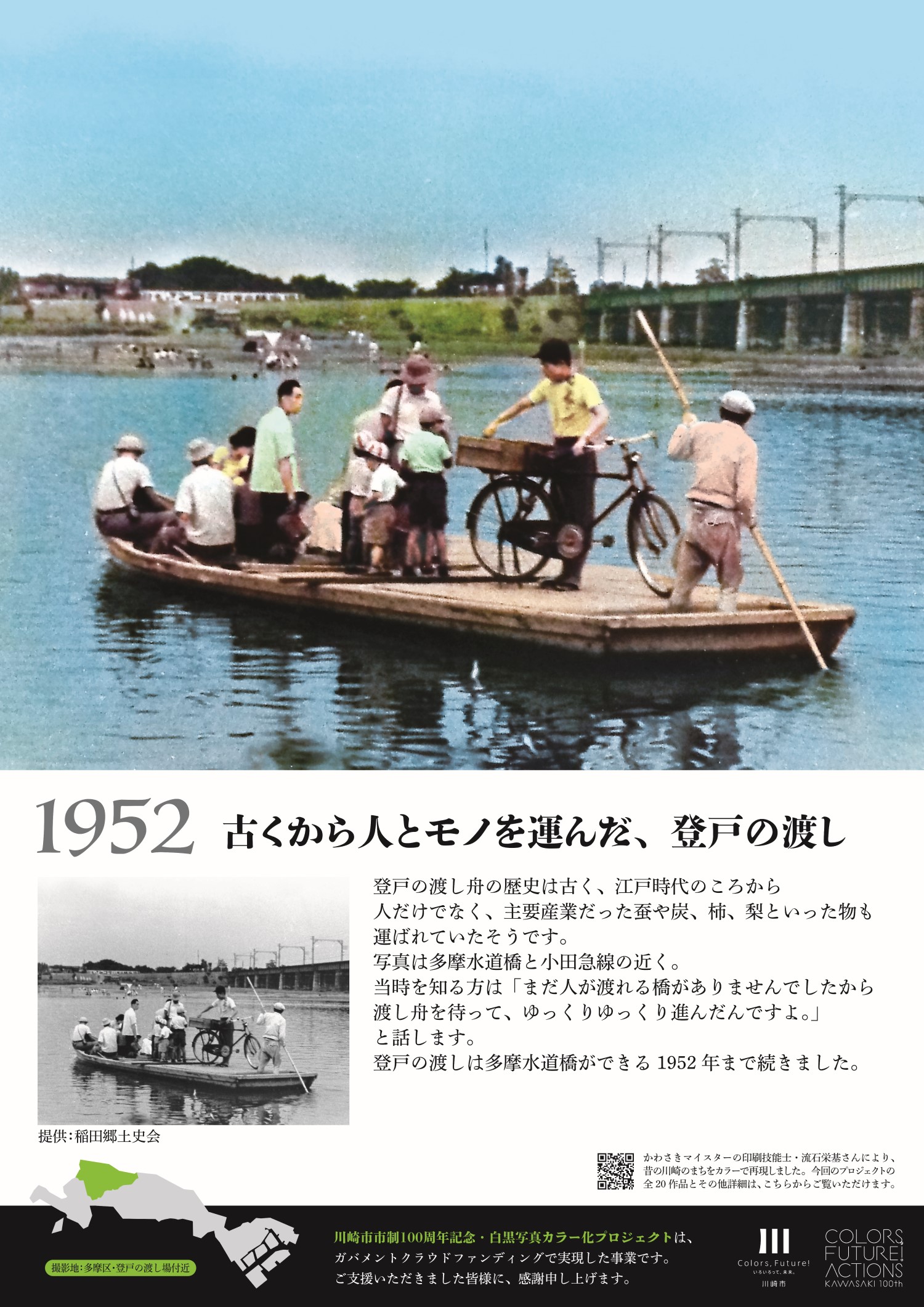 1952年登戸の渡しのパネル