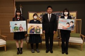 市長を囲んでの記念撮影