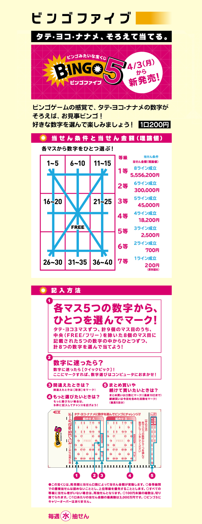 好きな数字を選んでマーク。買い方を選んでマーク。口数と継続回数をマーク。