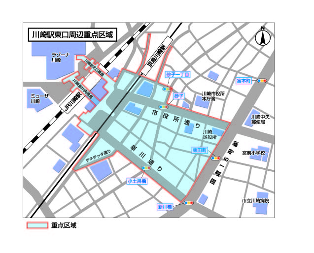 川崎駅東口周辺