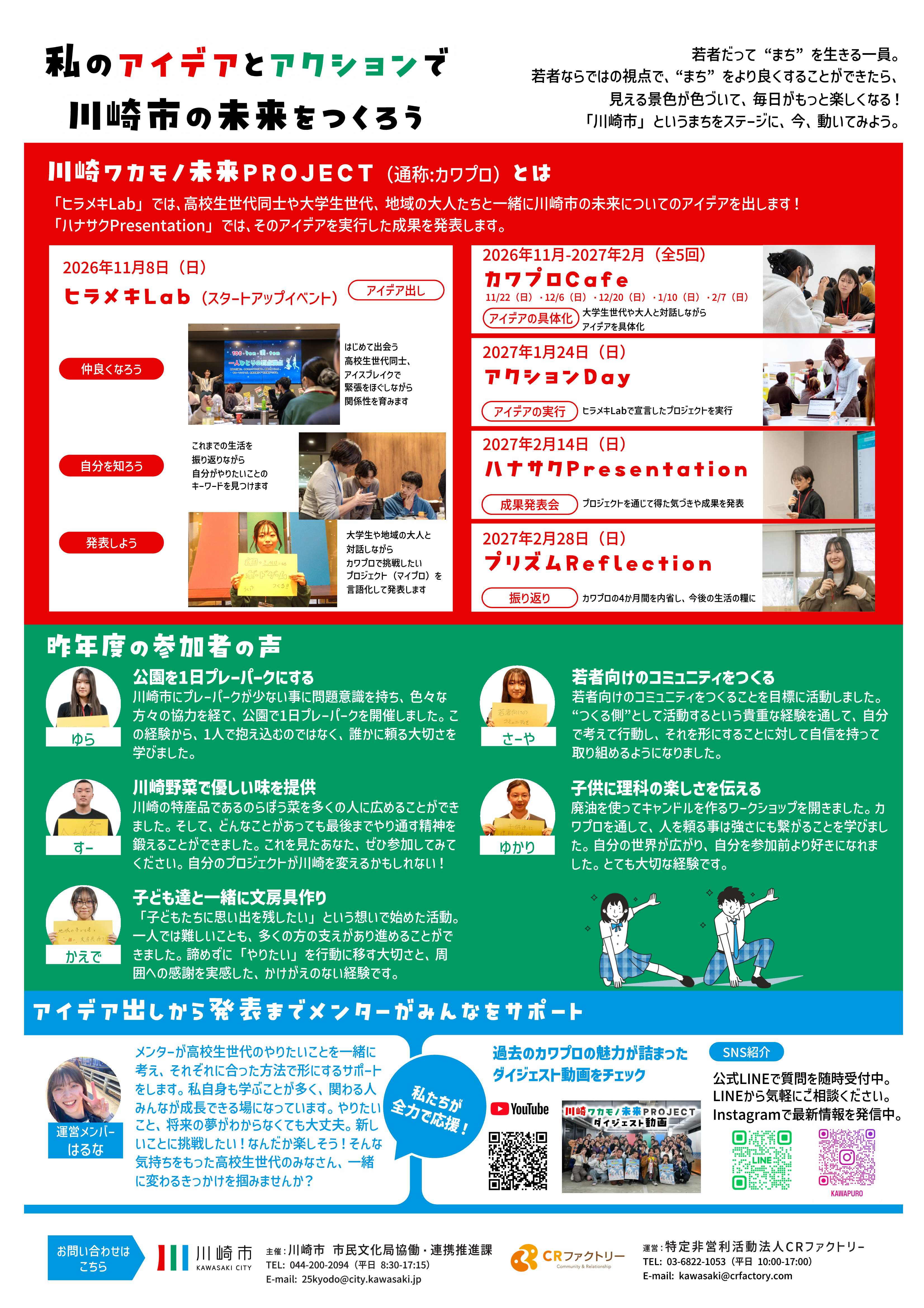 カワプロ2026のスケジュールが載っている参加者募集チラシの裏面