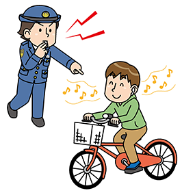 イヤホンをしながら運転禁止について説明しています