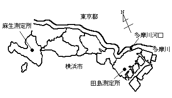 内分泌攪乱化学物質環境実態調査地点図