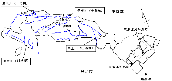 川崎市化学物質環境実態調査地点図