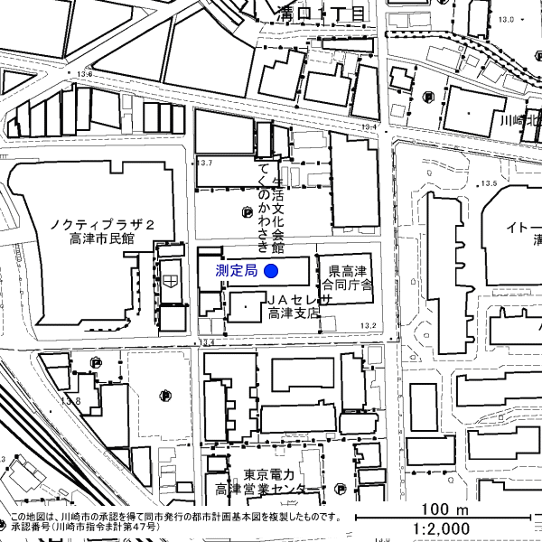 高津測定局周辺地図