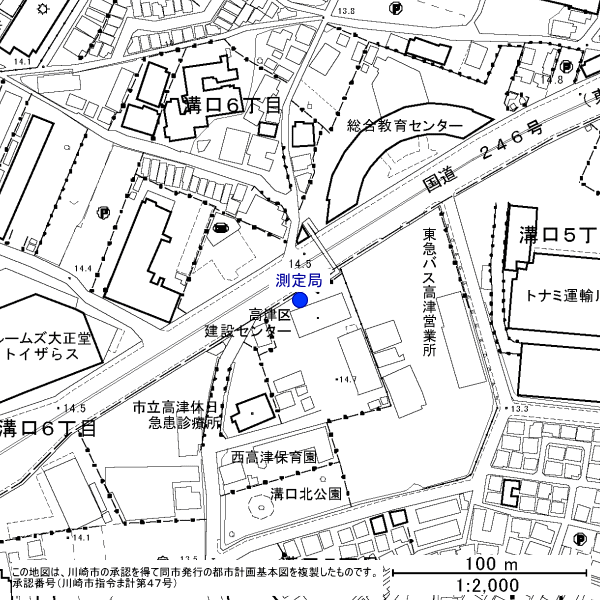 二子測定局周辺地図