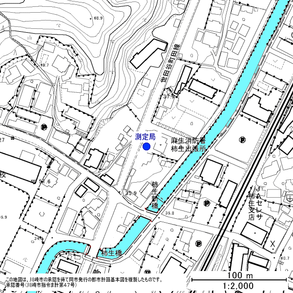 柿生測定局周辺地図