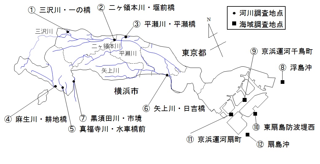 公共用水域(河川・海域)の調査地点の図