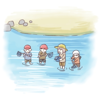 河川・用水の自然イラスト