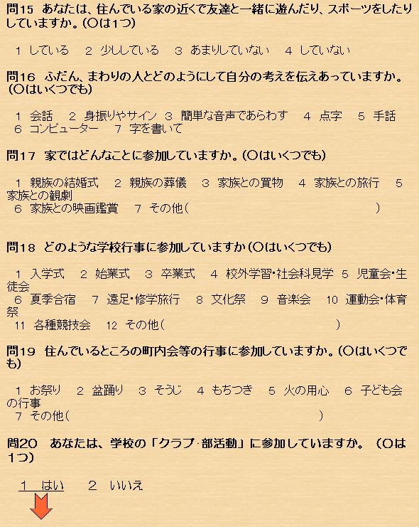 障がいがある子ども調査票