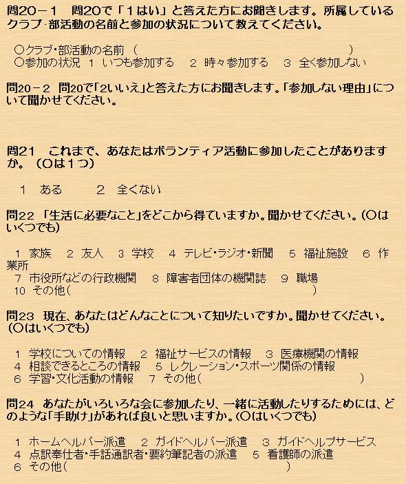 障がいがある子ども調査票