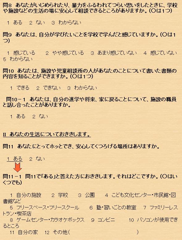 児童養護施設等に入所している子ども調査票