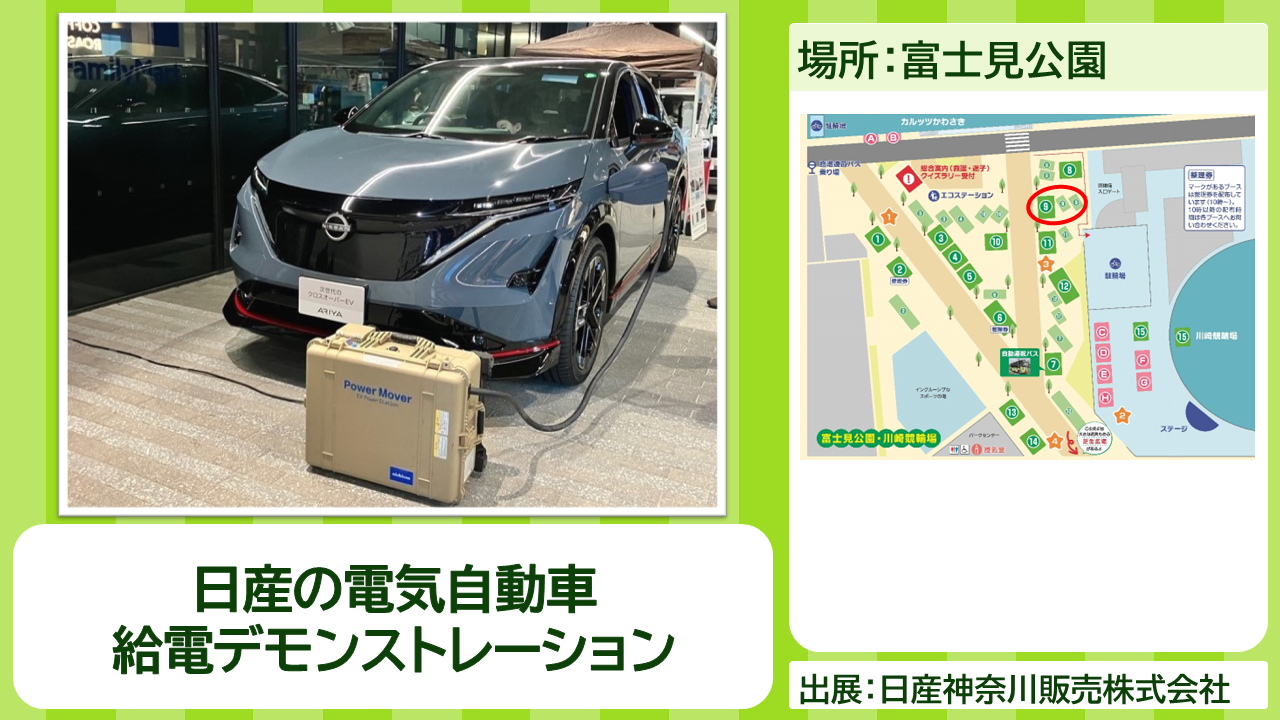 日産神奈川販売株式会社の出展内容紹介写真　日産の電気自動車　給電デモンストレーション