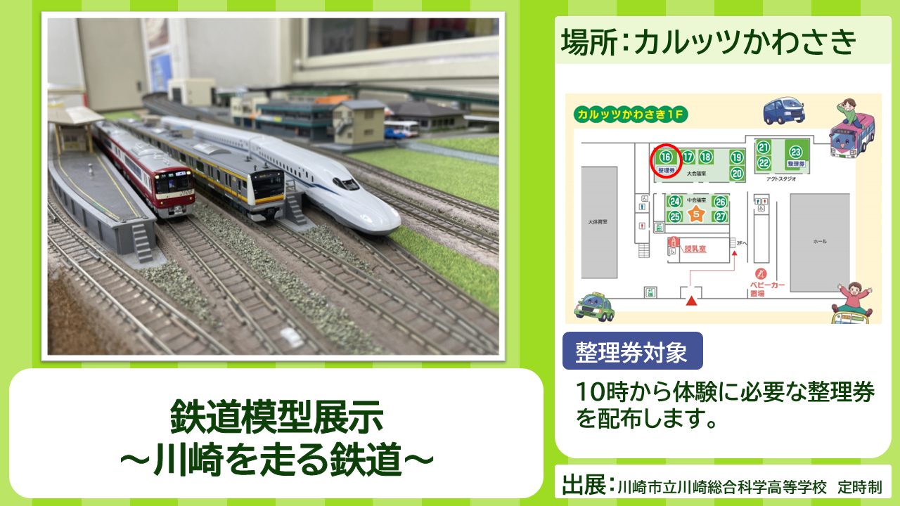 川崎市立川崎総合科学高等学校定時制の出展内容紹介写真　鉄道模型展示～川崎を走る鉄道～