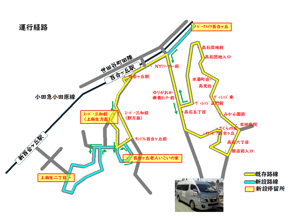 山ゆり号の運行経路図