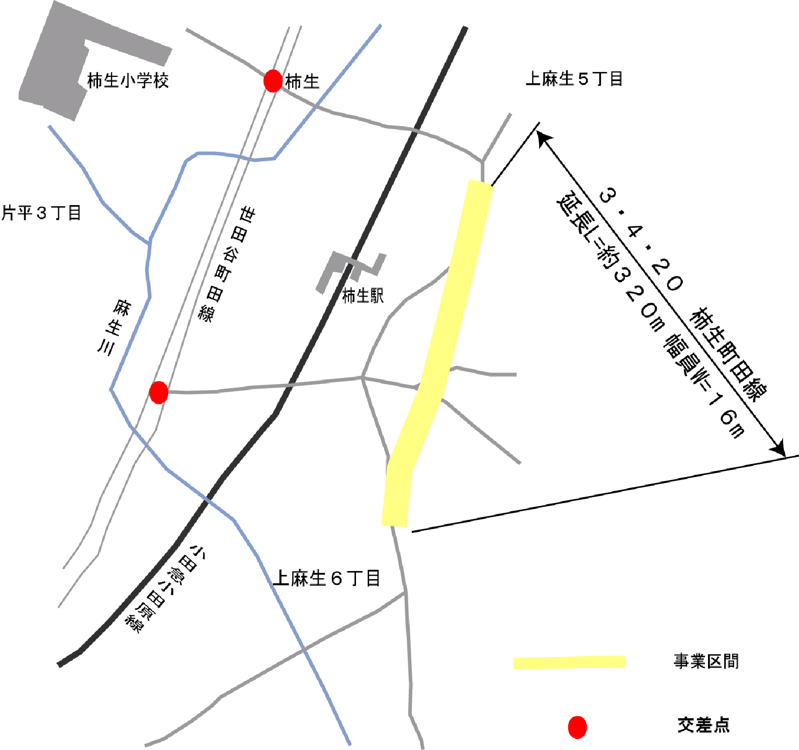 柿生町田線 箇所図