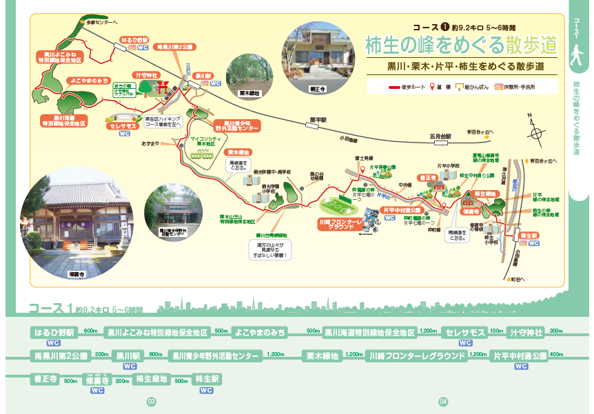 柿生の峰をめぐる散歩道マップ