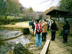 生田緑地視察の様子-水生植物鑑賞池