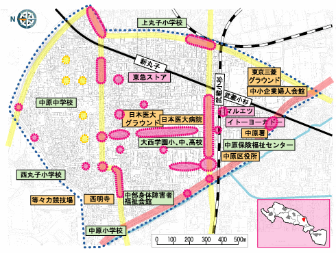武蔵小杉駅周辺地区地図