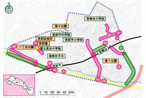 宮前平駅周辺地区地図