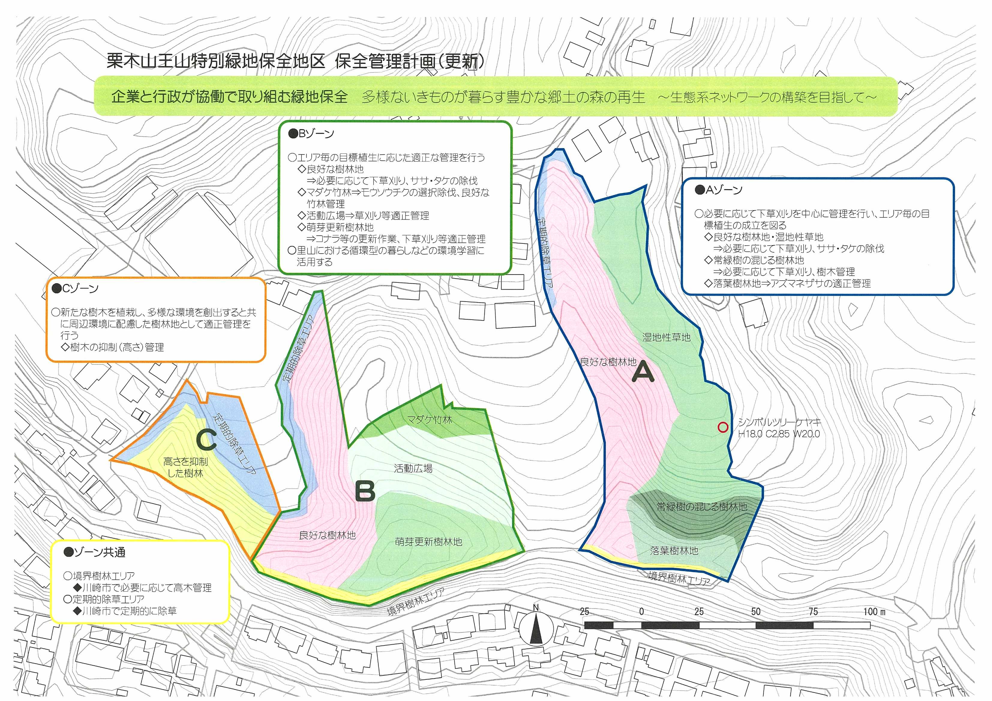 樹林の濃淡をつけた保全管理計画