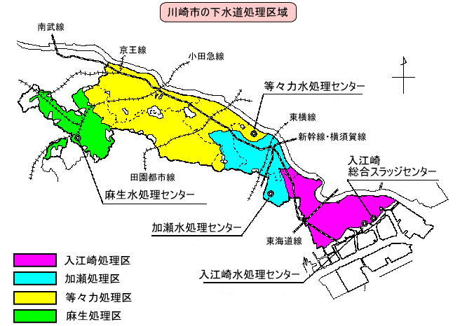 川崎市の下水道処理区域