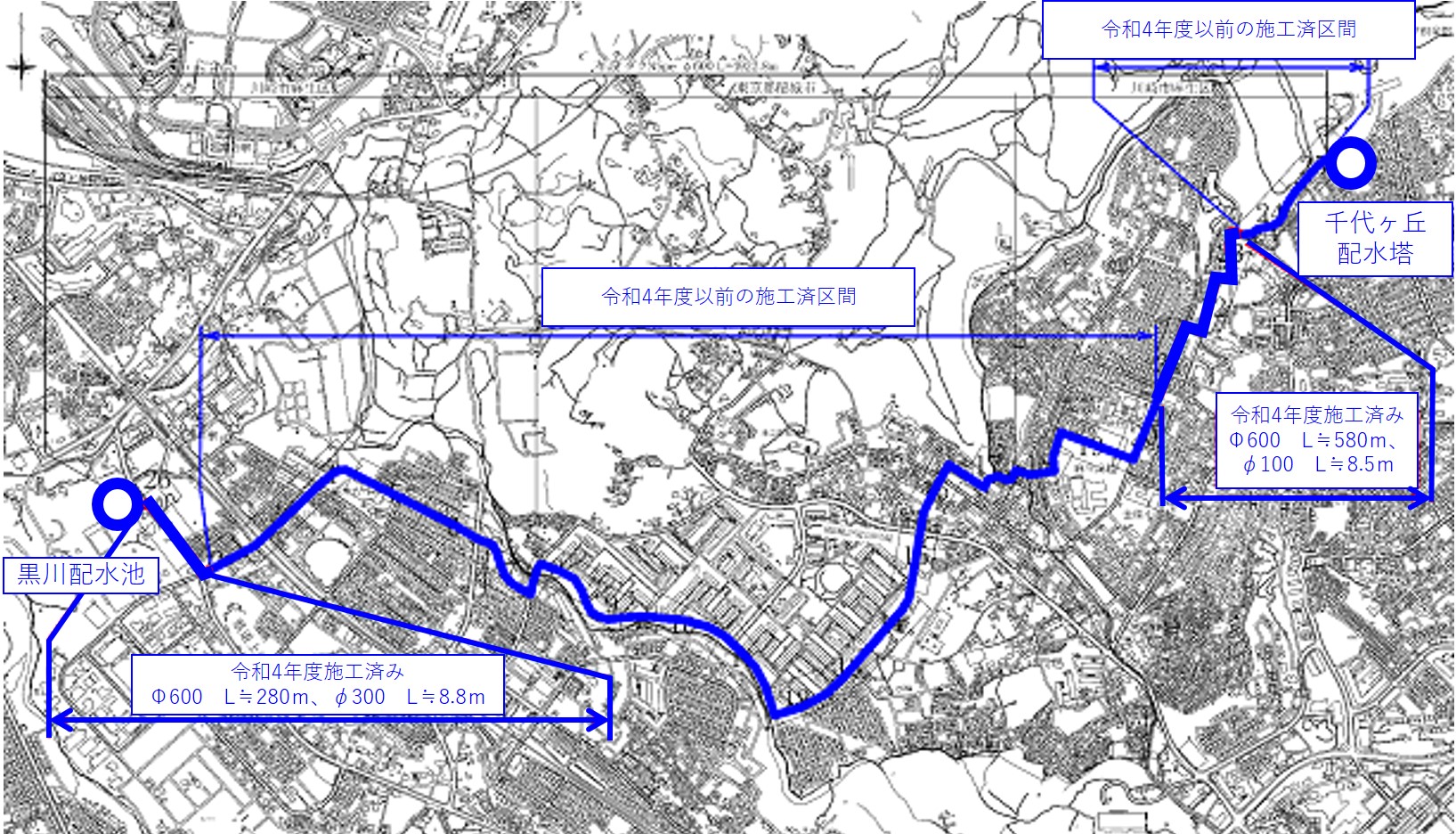 工事の施工状況と工事予定図