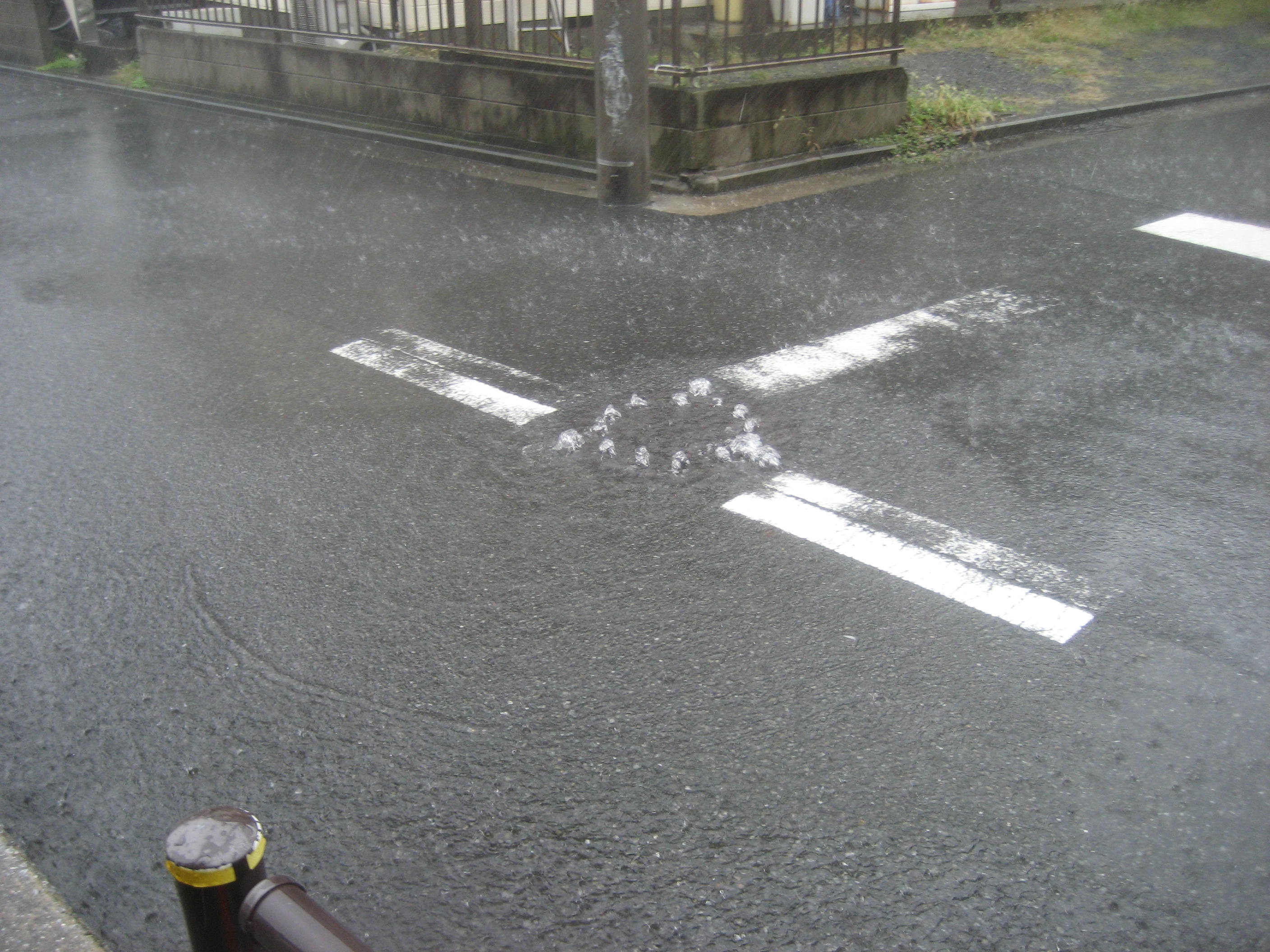 マンホールから水があふれる写真