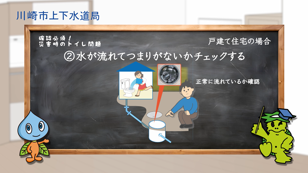 水が流れてつまりがないかチェックする
