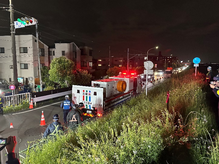 排水ポンプ車配置した様子2