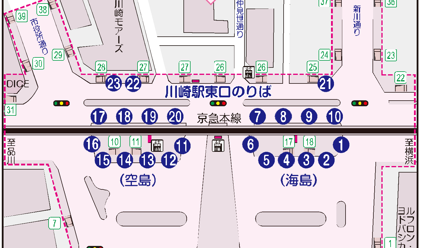 川崎駅のりば案内図
