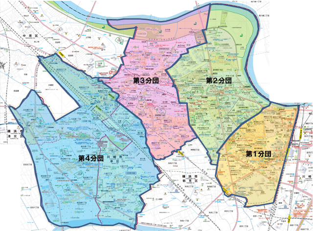 幸消防団各分団の管轄地域図