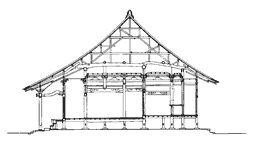 長弘寺本堂梁間断面図