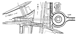 二ヶ領用水久地円筒分水平面図