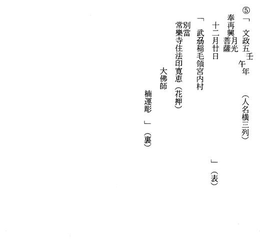 日光菩薩像胎内納入銘札翻刻文画像つづき