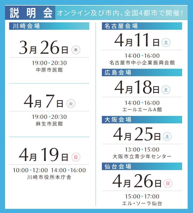 説明会の日程