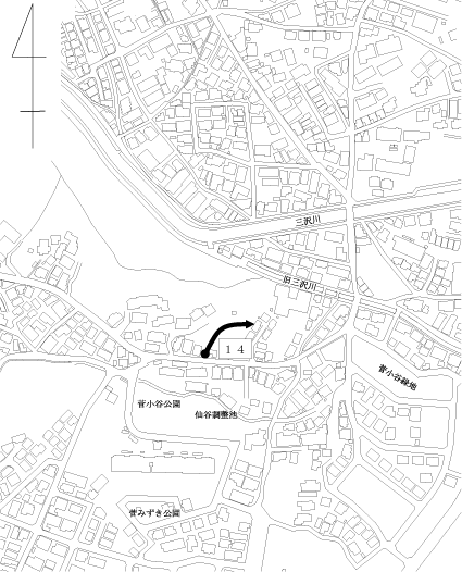 道路認定箇所見取図（多摩区菅仙谷1丁目地内）