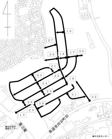 道路認定箇所見取図（麻生区古沢、万福寺地内）