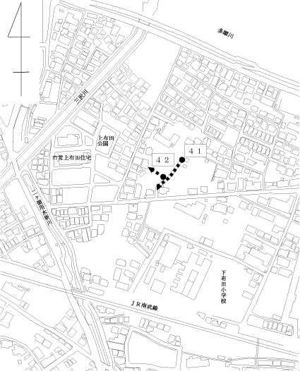 市道路線廃止箇所見取図（多摩区布田地内）