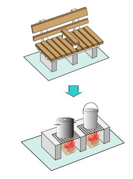 かまどベンチイラスト
