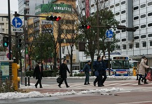 市内に設置されている歩車分離式(スクランブル方式)信号機