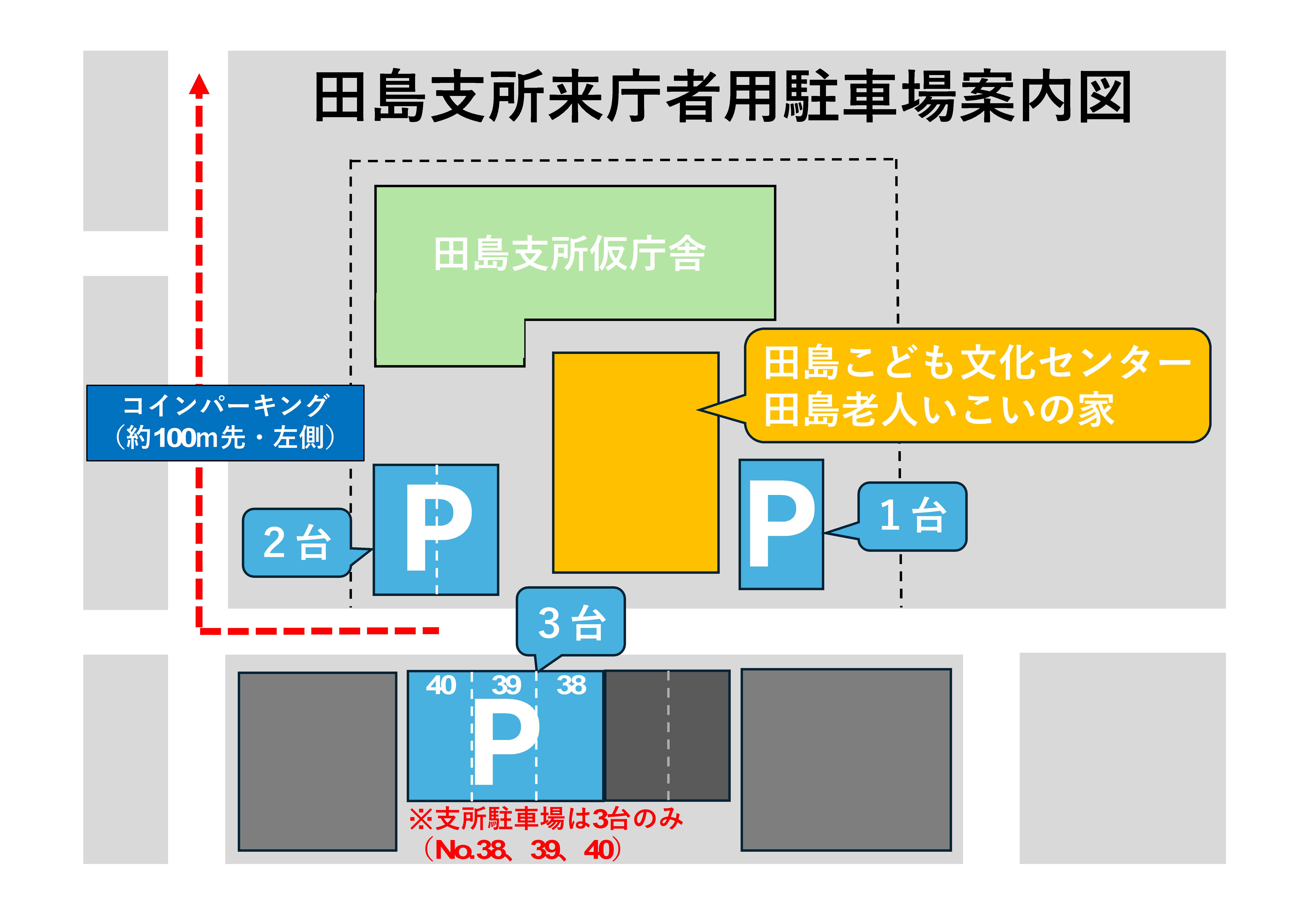 田島支所来庁者用駐車場案内図
